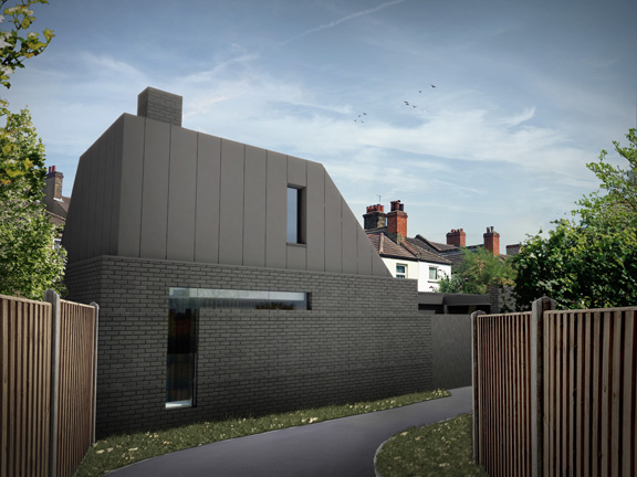 Lantern House, Croydon, Contemporary dwelling. Corner View