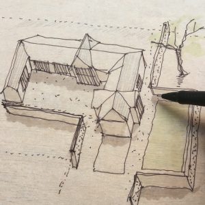 Exploratory sketch for a barn conversion