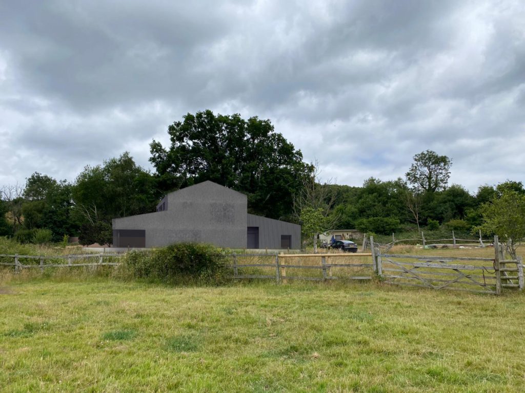 View of the barn in the landscape